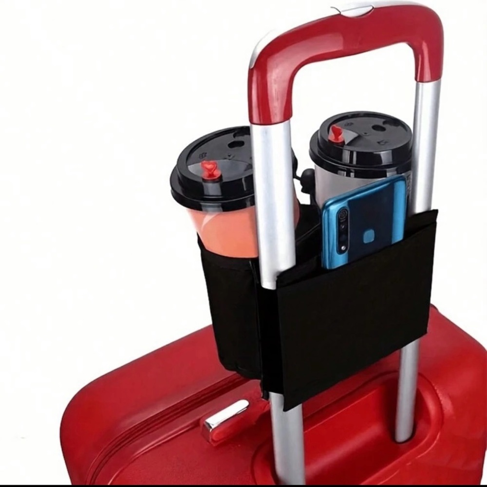 Luggage Handle Storage Bag w/Cup & Drink Holder - Black - Picture 2 of 2